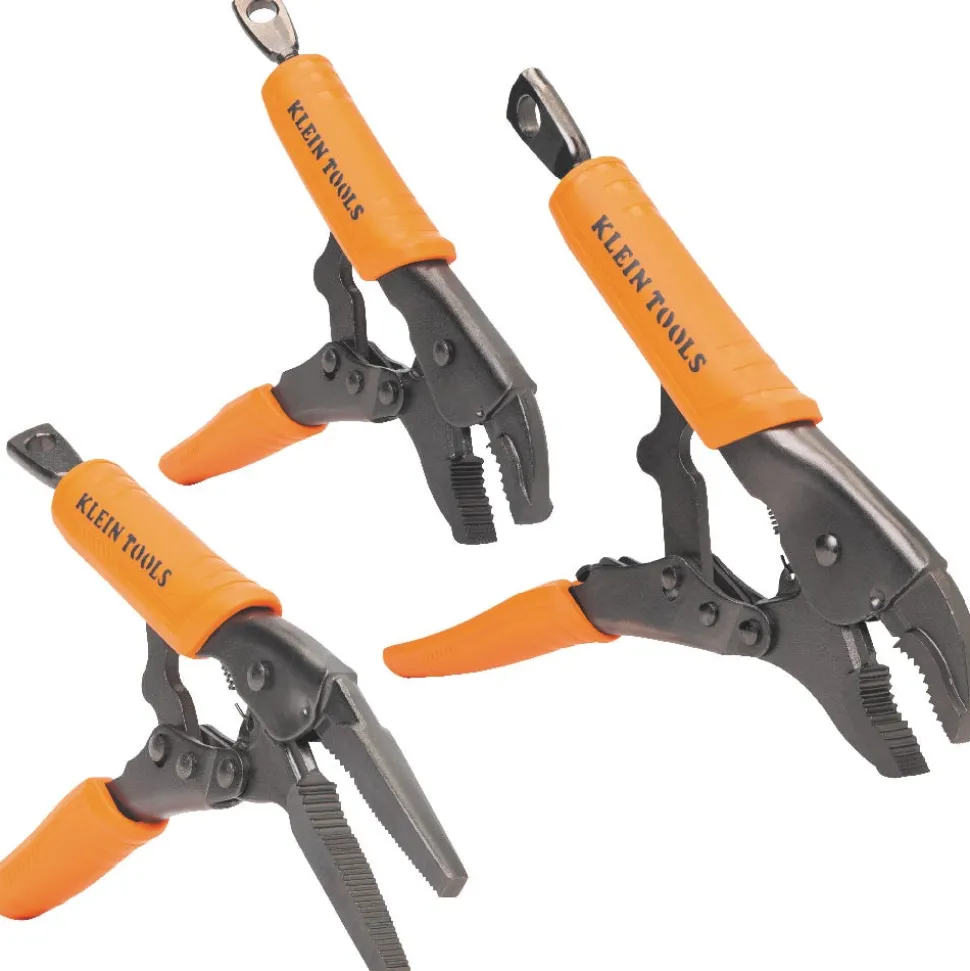Klein Tools Locking Pliers, Long Nose 6", Curved Jaw 7- and 10", 3-Piece 38665