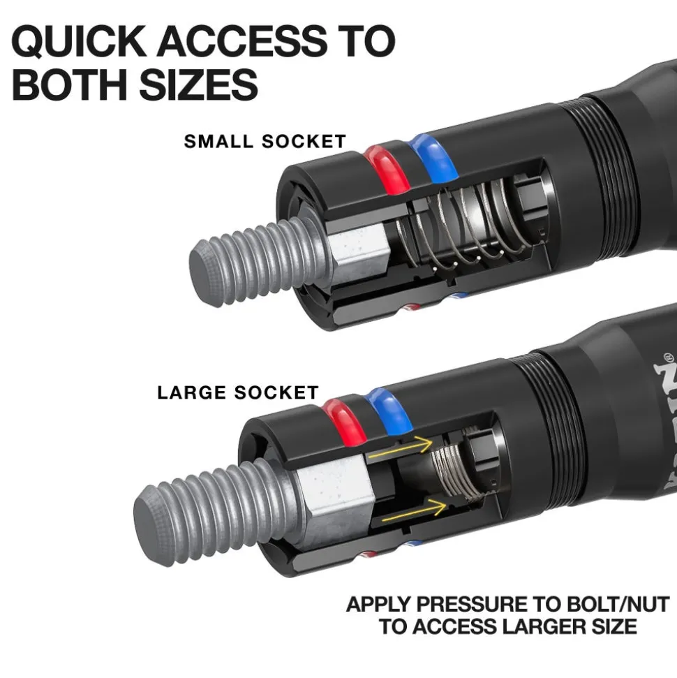 Klein Tools Quad-4 Deep-Well Heavy-Duty Impact Flip Socket, SAE 651QS