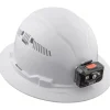 Klein Vented Full Brim Hard Hat with Rechargeable Headlamp - White 60407RL