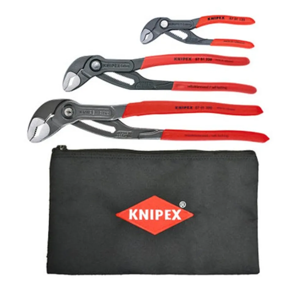 Knipex 3 Pc Cobra Set with Keeper Pouch (5", 10", 12") 9K 00 80 122 US