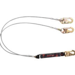 KStrong 6' Leading Edge Rated Twin Leg Shock Absorbing Lanyard w/ Snap Hooks UFL201621