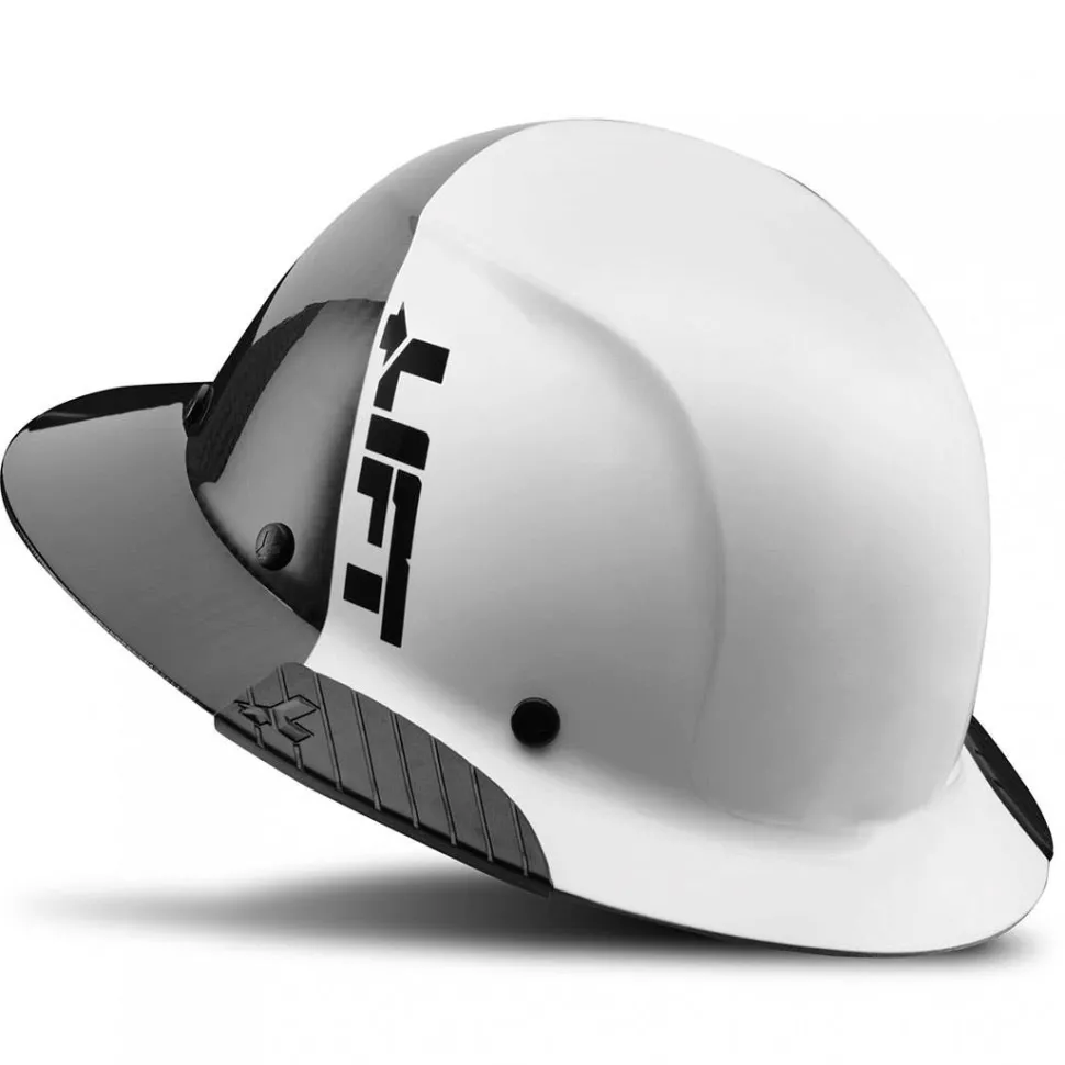 Lift DAX Fifty 50 Carbon Fiber Full Brim Hard Hat (Black/White) HDF50C-19WC