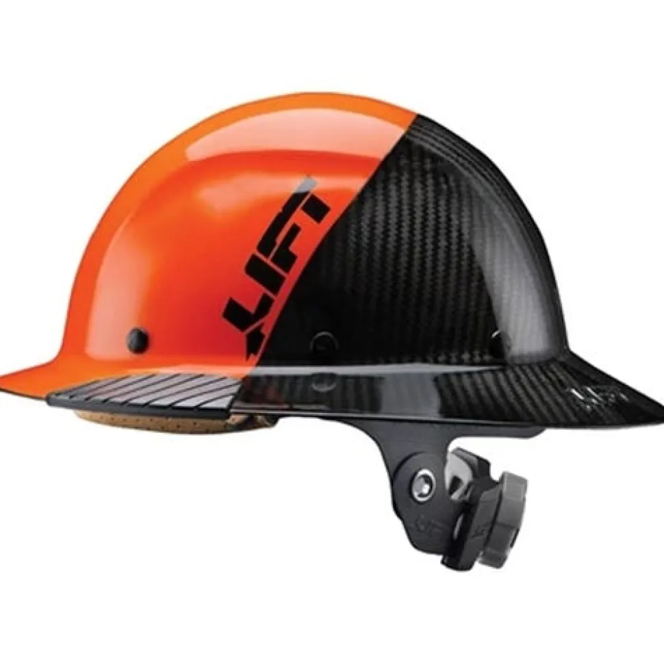 Lift DAX Fifty 50 Carbon Fiber Full Brim Hard Hat (Orange/Black) HDF50C-19OC