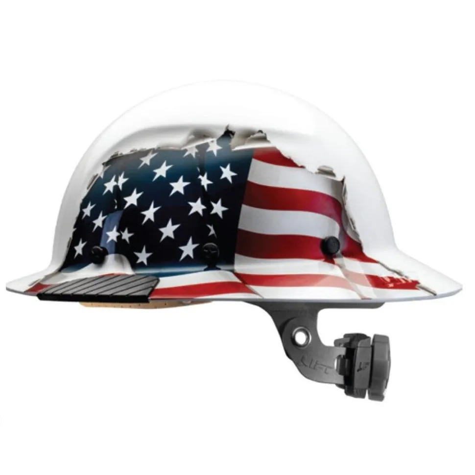 Lift Safety Fiber Resin DAX Full Brim Hard Hat, American Flag HDF-24AF