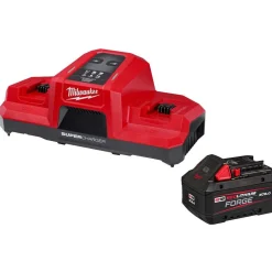 M18 Dual Bay Super Charger Starter Kit, Volts 18 Battery Type Lithium-ion, 2 PACK Batteries