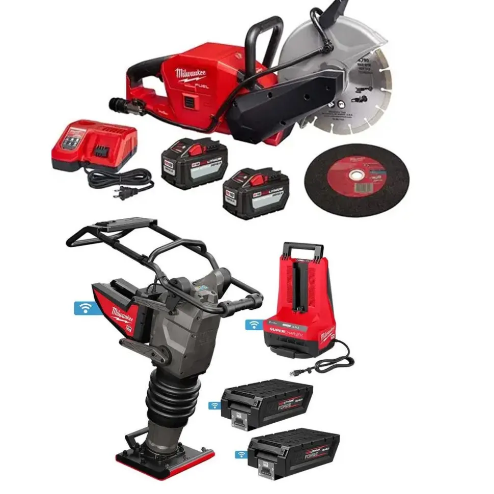 M18 FUEL Brushless Cordless 9" Cut-Off Saw W/ ONE-KEY 12Ah and MX FUEL 20" Plate Compactor Bundle