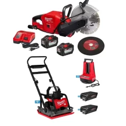 M18 FUEL Brushless Cordless 9" Cut-Off Saw W/ ONE-KEY 12Ah and MX FUEL 20" Plate Compactor Bundle Kit