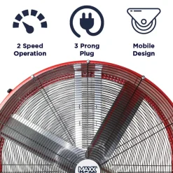 Maxx Air 42" Drum Fan 13,300 CFM 2-Speed Belt Drive BF42BDRED