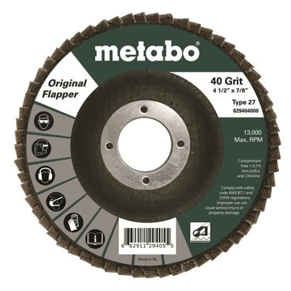 Metabo 4.5" Original Flap Disc 40 Grit Type 27 629467000