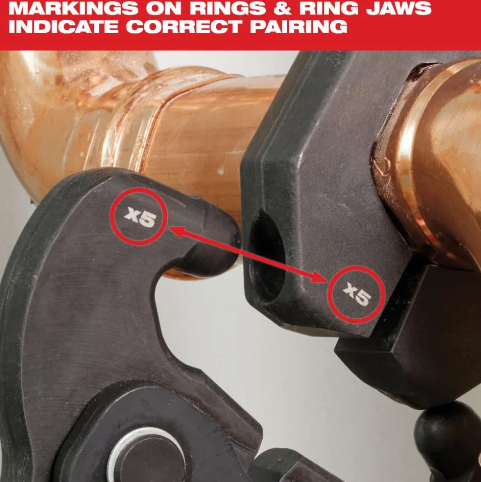 Milwaukee 1/2" - 1-1/4" CTS-V Pivoting Press Ring Kit for M12 FORCE LOGIC Press Tool 49-16-2490X