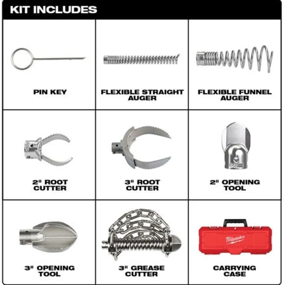 Milwaukee 2 - 4" Head Attachment Kit for Milwaukee 7/8" Sectional Cable 48-53-3839