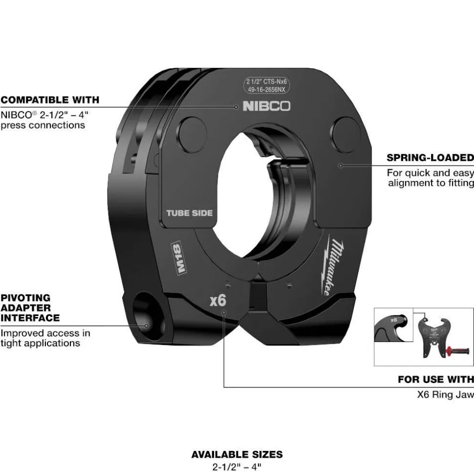 Milwaukee 2-1/2" - 4" NIBCO Press Ring Kit for M18 FORCE LOGIC Long Throw Press Tool 49-16-2690NX