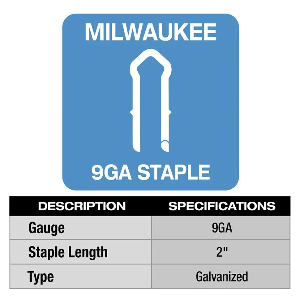 Milwaukee 2" 9 Gauge Galvanized Staples (Box of 960) MPU2-960