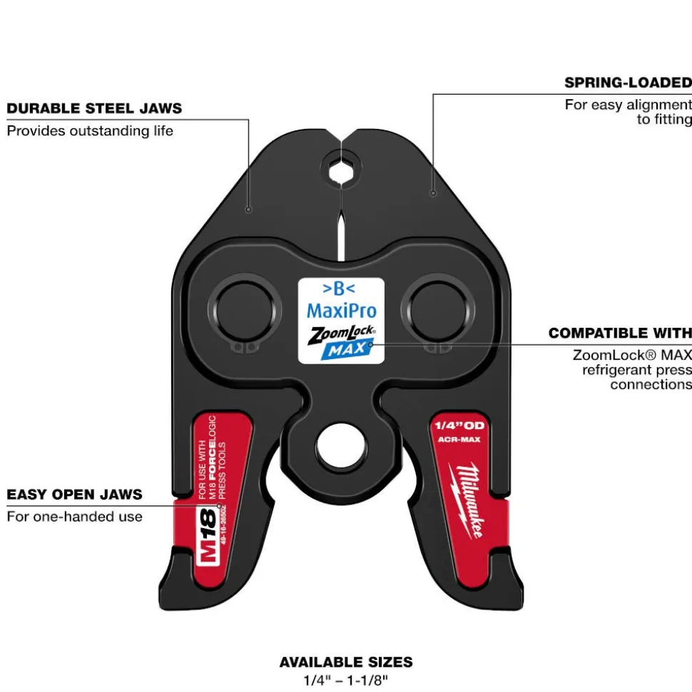 Milwaukee 1/4"- 1-1/8" ZoomLock MAX Press Jaw Kit for M18 FORCE LOGIC Press Tools 49-16-2662Z