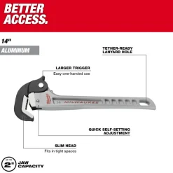 Milwaukee 14" Aluminum Self-Adjusting Pipe Wrench 48-22-7414