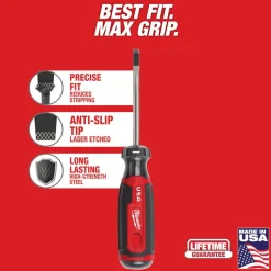 Milwaukee 3/16" Cabinet 3" Cushion Grip Screwdriver (USA) MT211