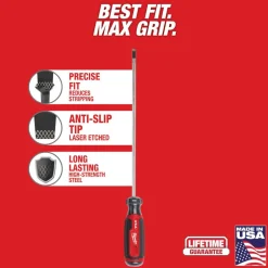 Milwaukee 3/16" Cabinet 8" Cushion Grip Screwdriver (USA) MT213