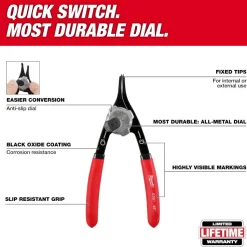 Milwaukee .038" Convertible Snap Ring Pliers - 90 degree 48-22-6532