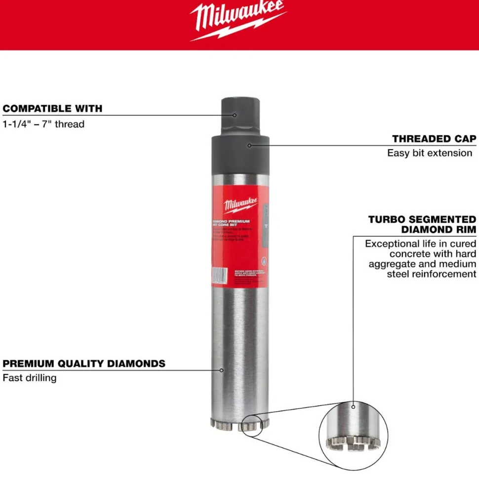 Milwaukee 7" Diamond Premium Wet Core Bit 48-17-3070