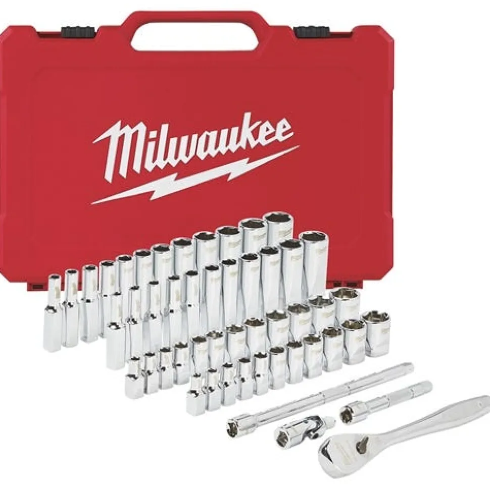 Milwaukee 1/4" Drive 50 piece Ratchet & Socket Set - SAE & Metric 48-22-9004