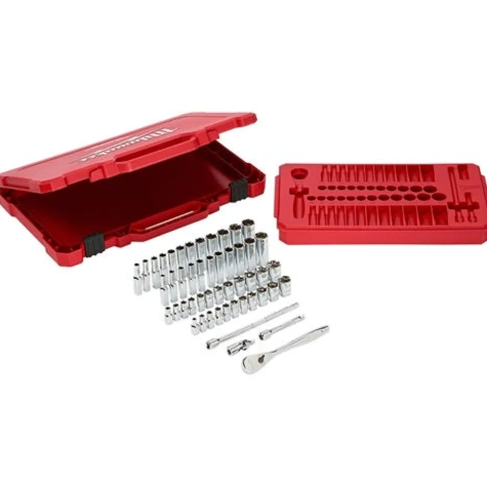 Milwaukee 1/4" Drive 50 piece Ratchet & Socket Set - SAE & Metric 48-22-9004