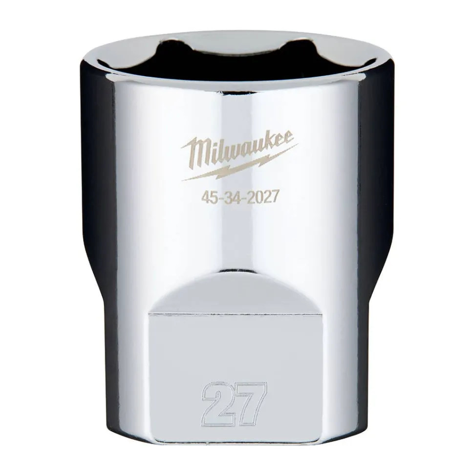 Milwaukee 1/2" Drive 27mm Standard 6-Point Chrome Socket 45-34-2027