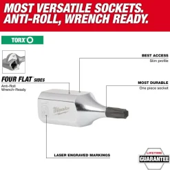 Milwaukee 1/4" Drive T15 TORX Bit Socket 45-34-1002