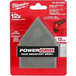Milwaukee 400 Grit Mesh Sanding Sheet for M12 FUEL Orbital Detail Sander 12pk 48-80-5400