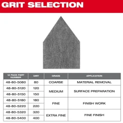 Milwaukee 400 Grit Mesh Sanding Sheet for M12 FUEL Orbital Detail Sander 12pk 48-80-5400