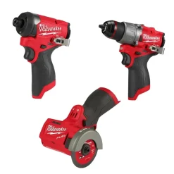 Milwaukee 1/4" Hex Impact Driver, 1/2" Hammer Drill/Driver & 3" Compact Cut Off Tool Bare Tool Bundle