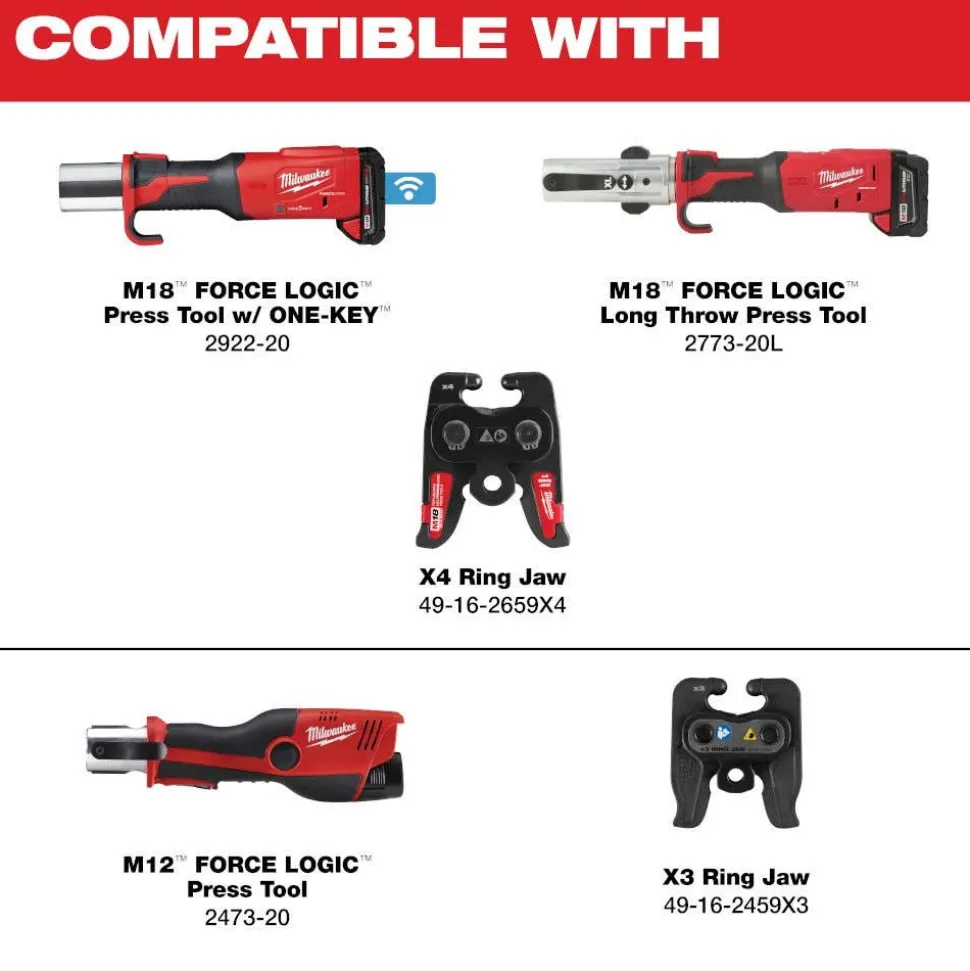 Milwaukee 1" IPS-P Black Pipe Pivoting Press Ring for M18 & M12 FORCE LOGIC Press Tools 49-16-2652BX