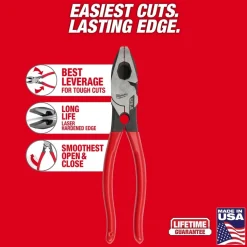 Milwaukee 9" Lineman's Dipped Grip Pliers w/ Thread Cleaner (USA) MT500T