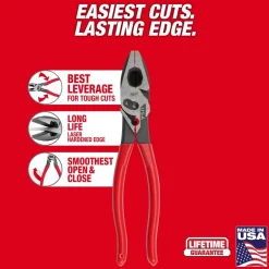Milwaukee 9" Lineman's Dipped Grip Pliers w/ Crimper & Bolt Cutter (USA) MT500C
