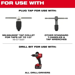 Milwaukee 12-24 NC Straight Flute Plug Tap & #16 Drill Bit 49-57-5530