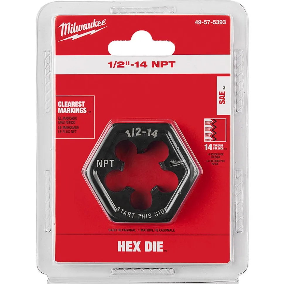 Milwaukee 1/2"-14 NPT 2-1/6" Hex Threading Die 49-57-5393
