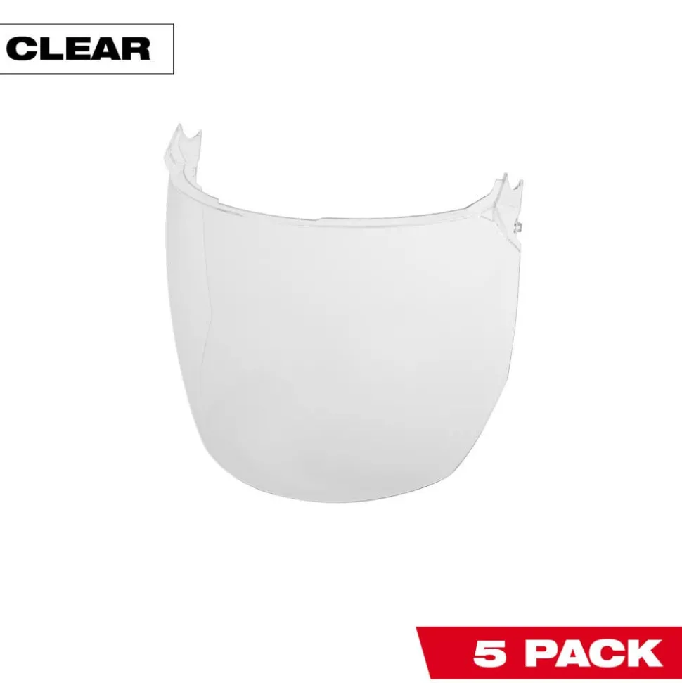 Milwaukee 5 Pack Clear Face Shield Replacement Lenses (Helmet & Hard Hat Mount) 48-73-1440
