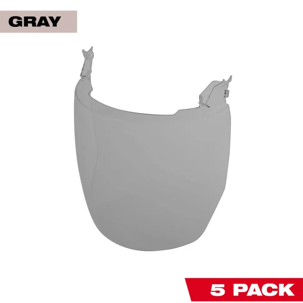 Milwaukee 5 Pack Gray Face Shield Replacement Lenses (No-brim Helmet Only Mount) 48-73-1446