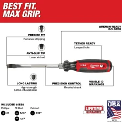 Milwaukee 4 Piece Cushion Grip Screwdriver Set (USA) MT200-4