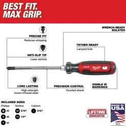 Milwaukee 6 Piece Cushion Grip Screwdriver Set (USA) MT200-6