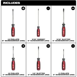 Milwaukee 6 Piece Cushion Grip Screwdriver Set (USA) MT200-6