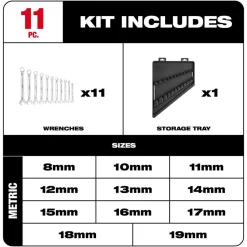 Milwaukee 11 Piece Metric Combination Wrench Set 48-22-9511