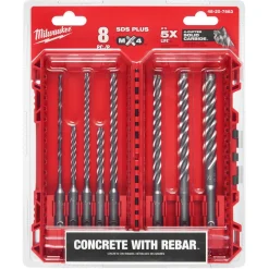 Milwaukee 8 Piece SDS PLUS MX4 4-Cutter Drill Bit Kit for PACKOUT 48-20-7663