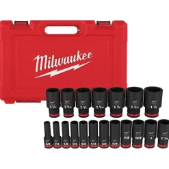 Milwaukee 19 Piece SHOCKWAVE Impact Duty 1/2" Drive SAE Deep 6 Point Socket Set 49-66-7012