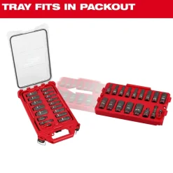 Milwaukee 17 Piece SHOCKWAVE Impact Duty 3/8" Drive SAE PACKOUT Deep Socket Tray Set 49-66-6815