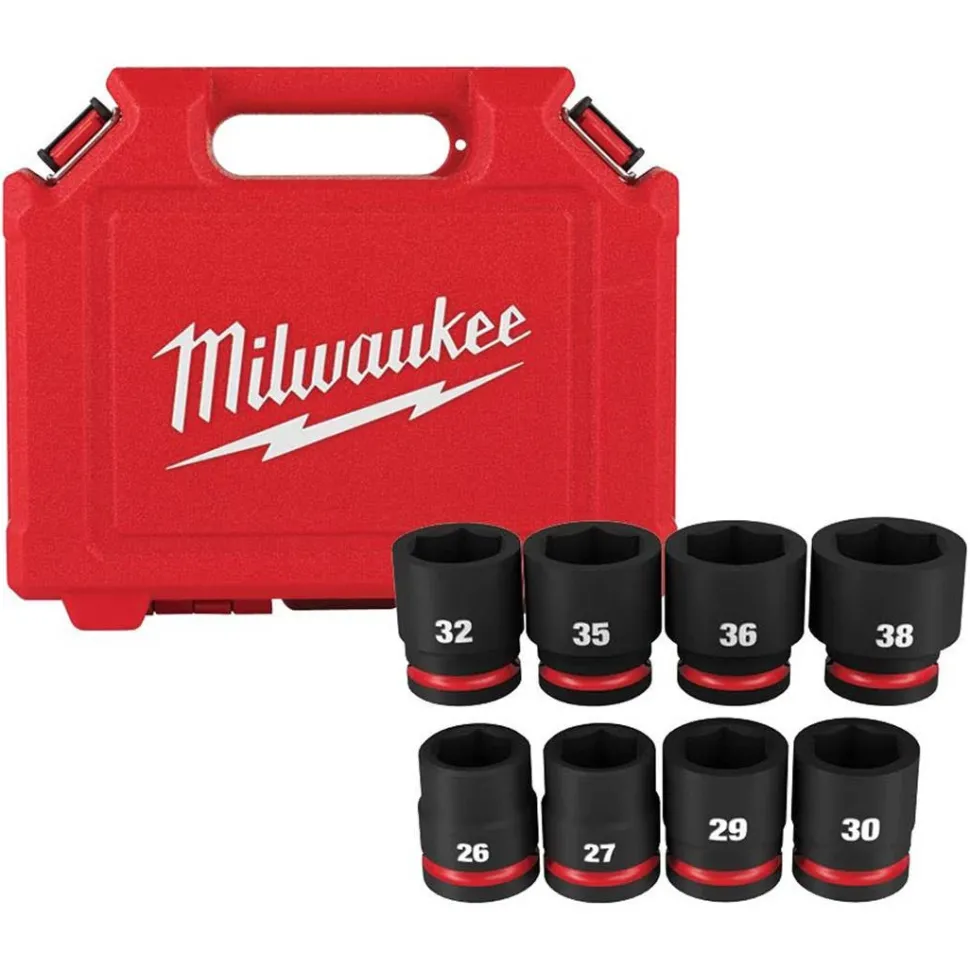 Milwaukee 8 Piece Shockwave Impact Duty 3/4" Drive Metric Standard 6 Point Socket Set 49-66-7019