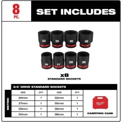 Milwaukee 8 Piece Shockwave Impact Duty 3/4