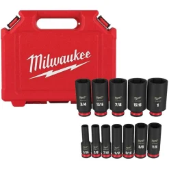 Milwaukee 12 Piece Shockwave Impact Duty 3/8" Drive SAE Deep 6 Point Socket Set 49-66-7006