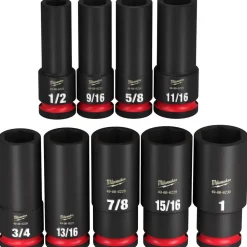 Milwaukee 9 Piece Shockwave Impact Duty 1/2" Drive SAE Deep 6 Point Socket Set 49-66-7022