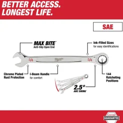 Milwaukee 1-1/8" SAE Ratcheting Combination Wrench 45-96-9236
