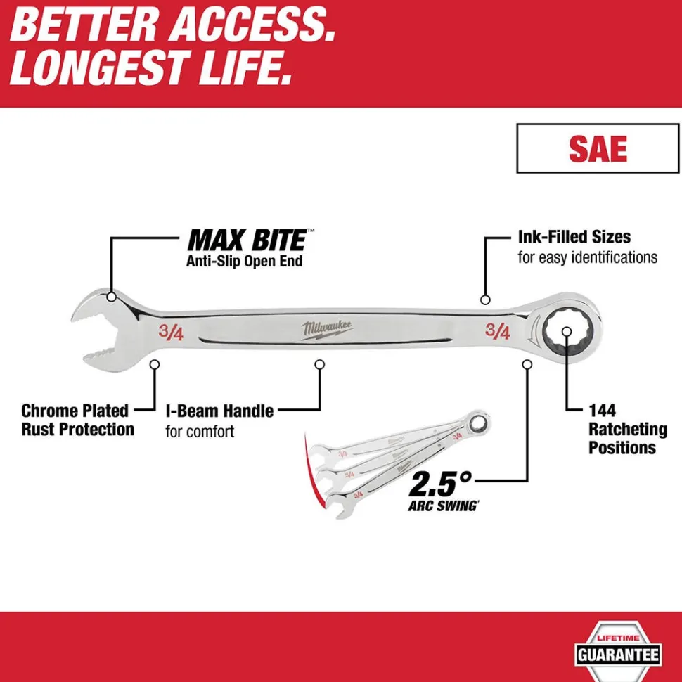 Milwaukee 1-1/8" SAE Ratcheting Combination Wrench 45-96-9236